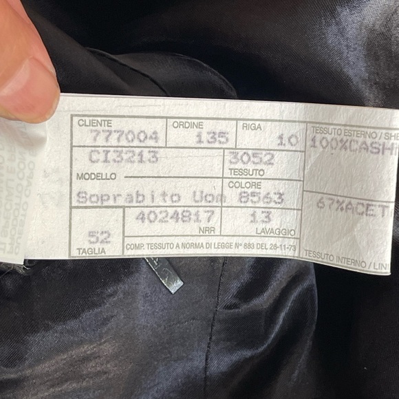 Giorgio Armani Loro Piana 100% Cashmere Storm System Long Coat Size 52 - Picture 9 of 16